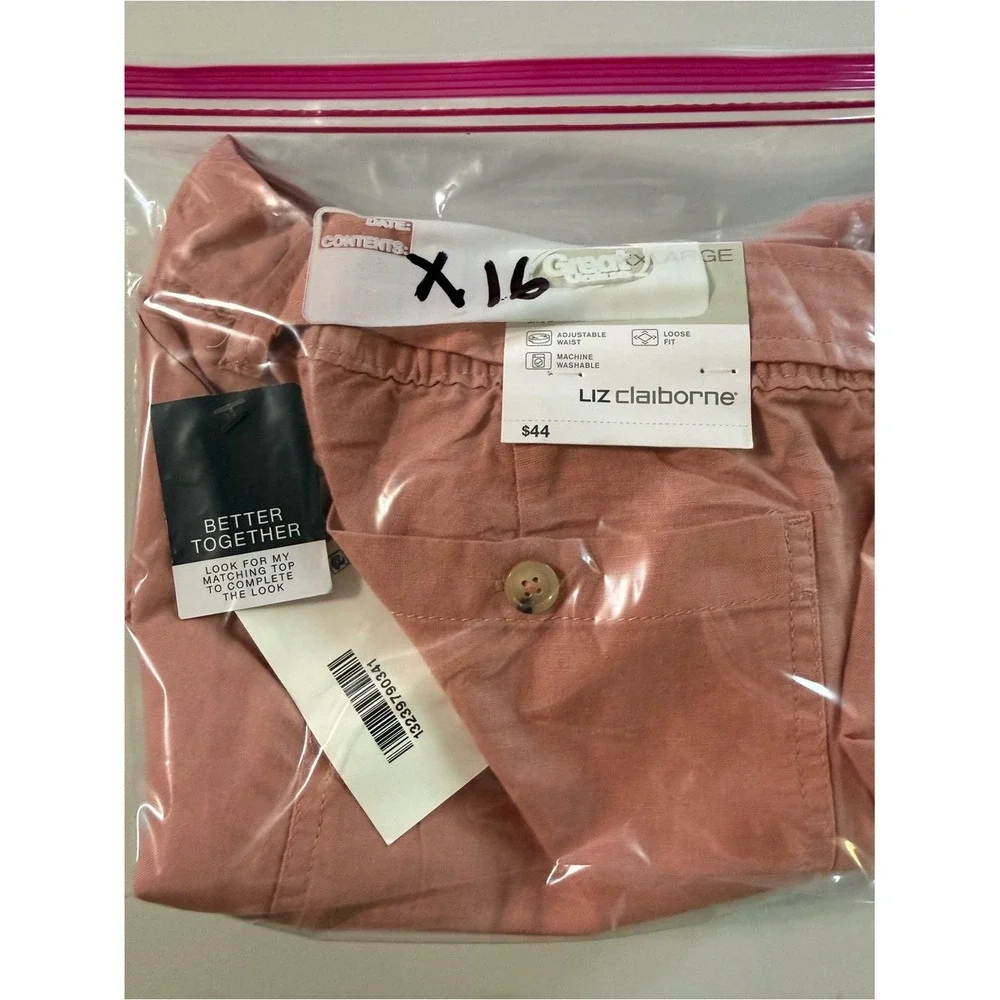 Liz‎ Claiborne Dusty Coral Tie-Waist Chino Capris women's size XXL